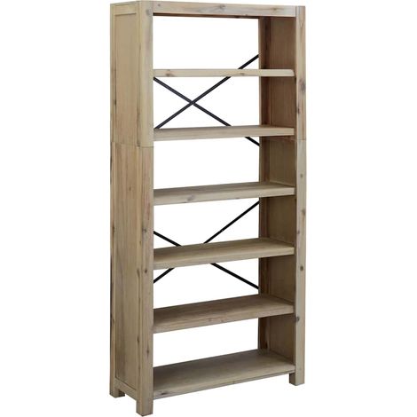 Bibliothèque - étagère de rangement 6 niveaux 80x30x170 cm Bois solide d'acacia fr14500 (1/5)