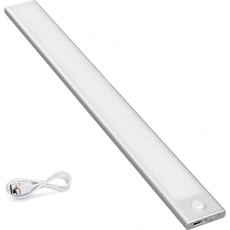 Luminaires d'armoire avec détecteur de mouvement, 170LM, éclairage à capteur LED, veilleuse à batterie rechargeable USB, éclairage d'armoire,automatique / marche / arrêt, Blanc chaud (1/5)