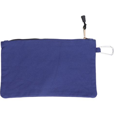Sac à outils zippé, multi-usage, en toile imperméable et portable, avec mousqueton de rangement bleu