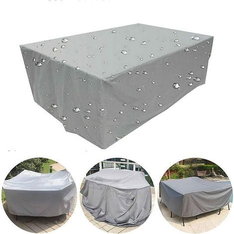 GENERIC-Housse pour Table de Jardin, Rectangulaire Housse de Protection Bâche Imperméable pour Mobilier Salon de Jardin pour Table, Canapé, Inclinable, Chaises, Argent - 230x165x80cm (1/5)
