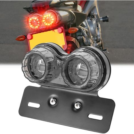 LED Motorcycle Tail Light Integrated Running Brake Lights Turn Signal Lamp with License Plate Bracket for vintage Motorcycle Street Bike, 40leds, Black (1/5)