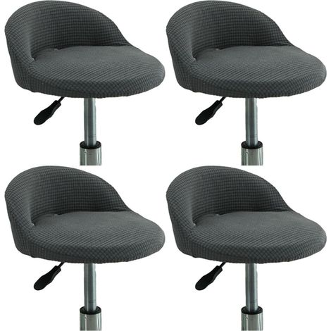 Set di 4 coprisedie elasticizzati a schienale corto per sgabelli da bar con braccioli curvi e seduta arrotondata (grigio scuro) (1/5)
