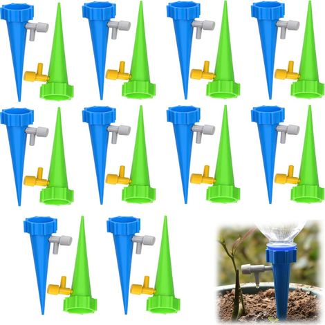 Set mit 24 selbstbewässernden Spikes - Automatische Pflanzenbewässerung - Verstellbares Ventil - Bewässerungssystem für Innen- und Außengärten (24 Stück) (1/4)