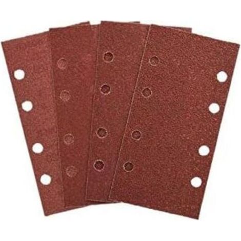 Lot 50 Feuilles Abrasives pour Ponceuse 93 x 185 mm, 8 Trous, Papier Abrasif Rectangulaire de Grain 40/60/80/100/120en Oxyde d'Aluminium, Idéale pour Poncer/Polir/Bois et peinture (1/3)