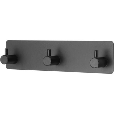 3-in-1-Haken, Wandhandtuchhaken, selbstklebender Wandkleiderhaken, schwarz, 1 Stück (1/5)
