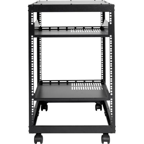 Mophorn 15U-Server-Rack mit offenem Rahmen, 15'' - 40'' verstellbare Tiefe, freistehend/Wandmontage, 4 Pfosten mit Rollen, für IT-/AV-Geräte (1/5)