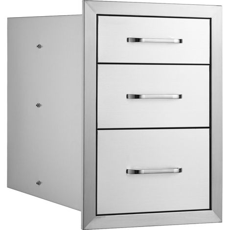 Tiroir de Cuisine Extérieure 14\" L x 20,3\" H x 23\" P, Trio en Acier Inoxydable avec Poignée, pour Îlot BBQ et Station de Grill (1/5)