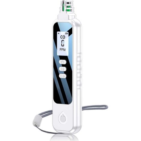 royaluxe -Detect Monoxyde Carbone, Mini Détect Monoxyde de Carbone Gamme 0-999PPM, Detect CO Écran LCD, Bouton de Test, Haute Précision pour Voyage, Industrie, Maison, 2 Batterie Incluse (1/5)