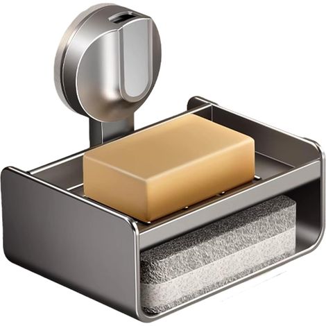 Seifenschale aus Kohlenstoffstahl, Wandmodell, ausgestattet mit Saugnäpfen und stabilen Haken, ideal für die Aufbewahrung und Organisation im Badezimmer, rostfreie Seifenbox.