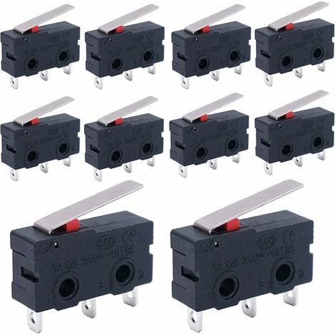 50 unidades de interruptores de límite de 3 pines, 250 V, 5 A, microinterruptores sensibles, interruptores táctiles con mango KW11-3Z-02