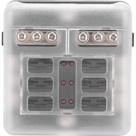 Negativer Sicherungskasten mit LED-Anzeige, 1 Eingang, 6 Ausgänge und 6 Kanäle + 24 Sicherungen (19-08L) (1/5)