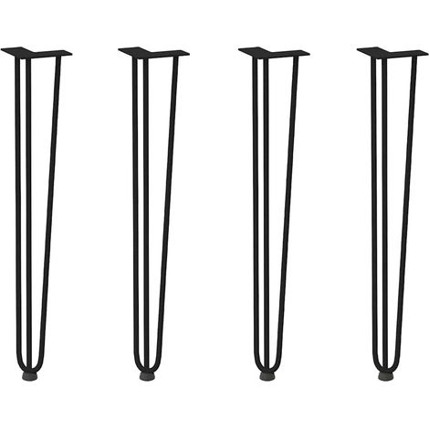 Lot de 4 pieds en épingle à cheveux pour consoles 72 x 12 x 12 cm avec niveleurs de pieds design moderne en acier massif noir (1/5)