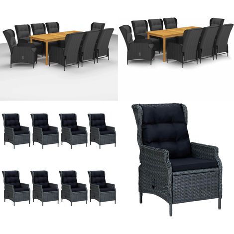 Ensemble à manger de jardin 9 pcs Gris foncé - Salon De Jardin - Mobilier De Jardin - Set De Jardin - Table De Jardin - Chaises De Jardin - Home & Living (1/5)