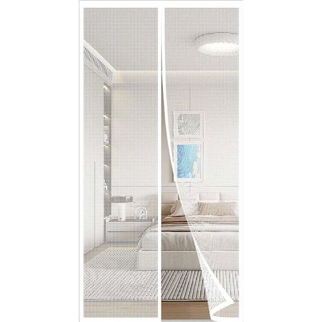 Mosquitera magnética blanca, apta para puertas correderas de cristal y puertas francesas, reforzada y resistente al desgarro, 120 x 210 cm. (1/5)