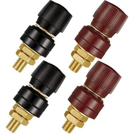 4 bornes de raccordement M8 en laiton, vis cuivre, alimentation audio rouge/noir (1/5)