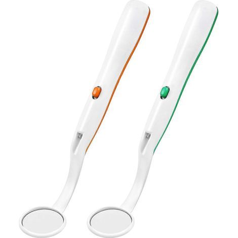 Set of 2 anti-fog dental mirrors with LED lighting for oral inspection and home dental care (1/4)