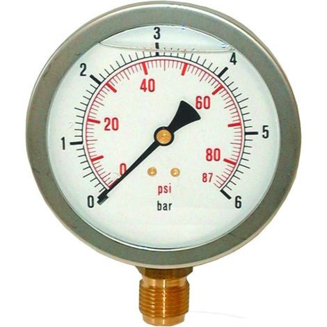 Manómetro radial de latón, Ø100, 16 bar, conexión de 1/2", protección IP65 (1/5)