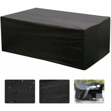 Housse de Salon Table Rectangulaire Oxford pour Meubles de Jardin UV Protection (Noir)-242 162 100cm FDC (1/4)