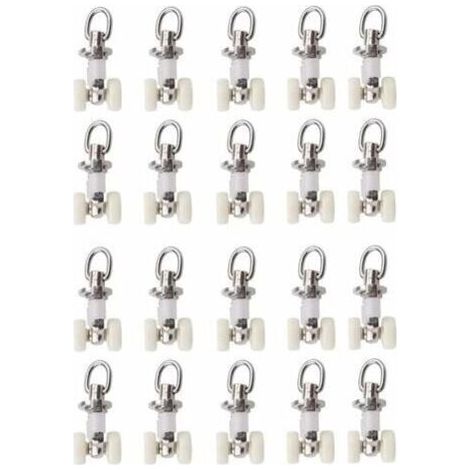 YMYNY 20 Stück Vorhangschienen-Gleiterschienenrollen, Kunststoff-Doppelrollen, Aluminiumlegierung, klein (1/3)