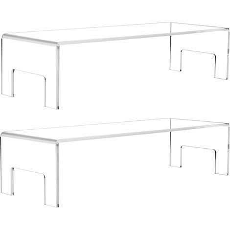 Lot de 2 Présentoirs en Acrylique Transparent, Étagères Rectangulaires Épaisses 5 mm, 30 × 12,7 × 8,4 cm, Supports de Présentation pour Figurines Pop, Cupcakes, Bijoux, Parfum, Jouets (1/5)