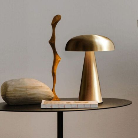 Lampe Champignon,Lumière Champignon Doré,Lampe De Table Rechargeable pour Bureau De Chambre À Coucher,veilleuse À Gradation Tactile avec Fonction De Lampe De Bureau Or champagne (Or)