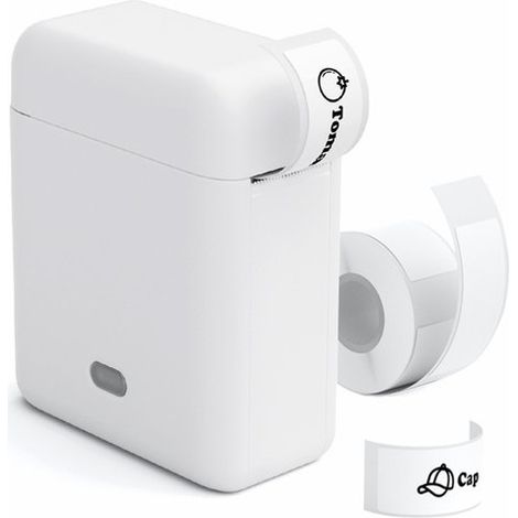 Stampante termica per etichette wireless Bluetooth, stampante portatile per adesivi con 3 rotoli di etichette, app intelligente con oltre 40 caratteri. (1/5)