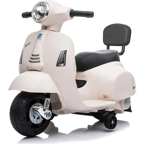 Vespa Elettrica per Bambini Mini GTS 7,2V Bianco Poggiatesta e Clacson (1/5)