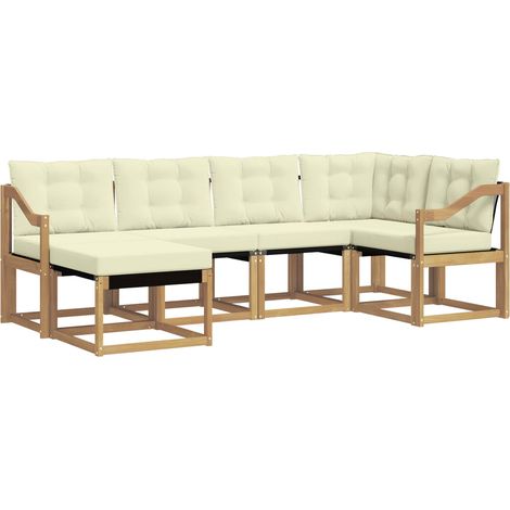 Set di divani da esterno con cuscino 6 pz Salotto da Giardino Bianco e Crema (1/5)