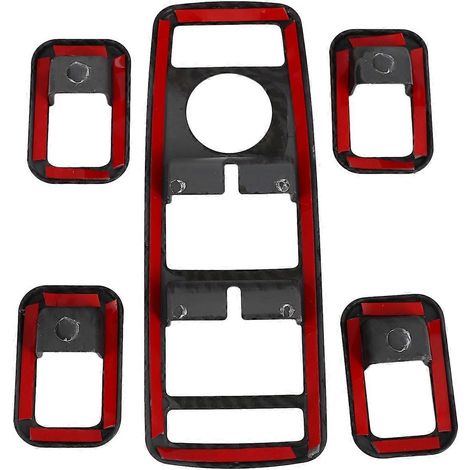 Deux jeux d'accessoires automobiles : un jeu de baguettes décoratives pour les interrupteurs de portières et de vitres et un jeu d'autocollants décoratifs pour les boutons du volant. (1/5)