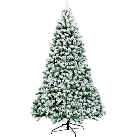 Sapin de Noël enneigé pré-illuminé de 225 cm avec support en métal