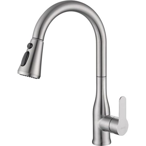 Mitigeur Évier à Arc Élevé, Robinet Cuisine avec Douchette Extensible Mitigeur Pivotant à 360° Robinet d'Évier à Ressort (1/5)