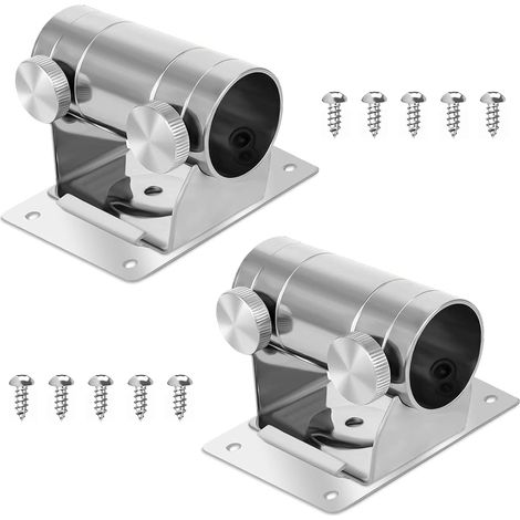 Lot de 2 supports de parasol muraux en acier inoxydable - Support de parasol réglable avec plaque de montage et vis - Support de parasol de balcon pour balcon et terrasse (1/5)