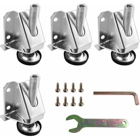 Patas niveladoras ajustables - Paquete de 4 - M10 - Acero de alta resistencia - Con tuerca de bloqueo - Capacidad de carga de 800 kg (1/4)