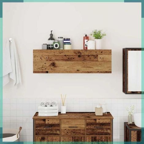 Armoire murale de bain - 860101 - vieux bois - 100 x 25 x 30 cm - bois d'ingénierie (1/5)