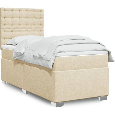 Boxspringbett mit Matratze Creme 100x200 cm Stoff