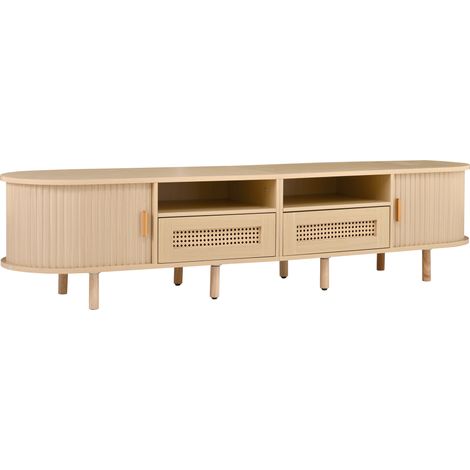 Mueble TV ovalado 170 x 40 x 40 cm con 2 cajones y 2 puertas correderas (1/5)