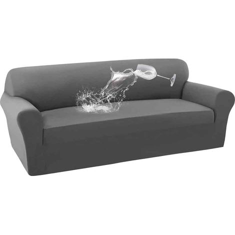Housse De Canapé - 3 Places - Extensible 185 À 230 Cm - Gris Clair - 1 Pièce (1/5)
