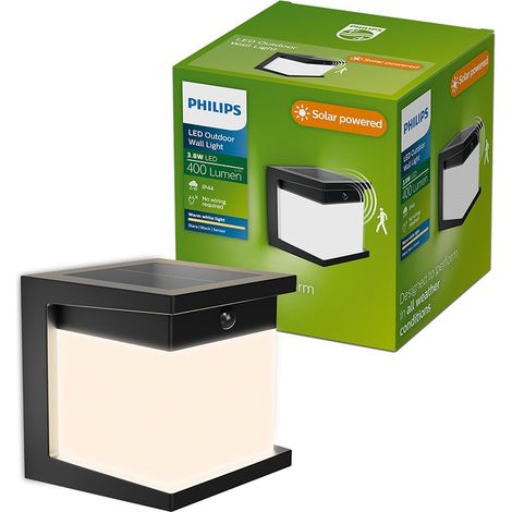 Aplique led solar diara, negro, 3,8 w, 400/10 im, 2700 k