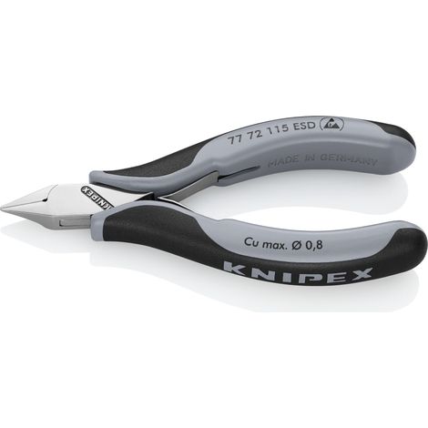 KNIPEX 77 72 115 ESD Tronchesi laterali per elettronica ESD con cerniera passante con manici multicomponente 115 mm (1/2)