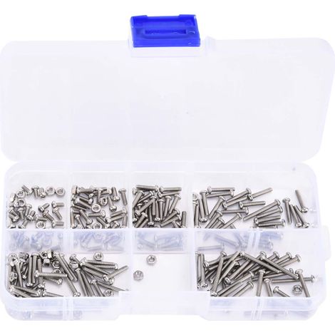 Ensemble de 230 pièces de vis et écrous en acier inoxydable M2, petit volume, accessoires d'outillage (1/5)