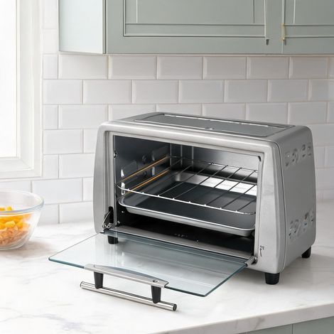 Mini four électrique 10 L noir en métal avec température réglable (1/5)