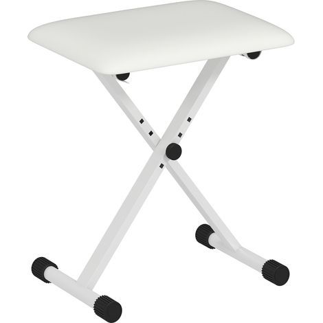 Tabouret piano pliable. banc piano réglable en hauteur. siège rembourré en PU. 39 x 29 x 37-47 cm. blanc (1/5)