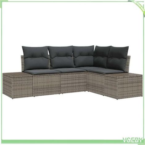 Canapé de jardin - FAFEICY - Modulaire 3355708 - Gris polyrotin - Rangement étanche - Résistant UV (1/5)