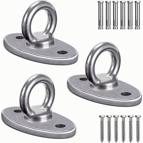 3pcs MatéRiel de Suspension pour Hamac, Pivotant kit D'Accrochage au Plafond avec Boucle de SéCurité pour Le Bois Corde de Yoga/Cerceau AéRien/Sac de Frappe Kit de Suspension, 2800lbs (1/5)