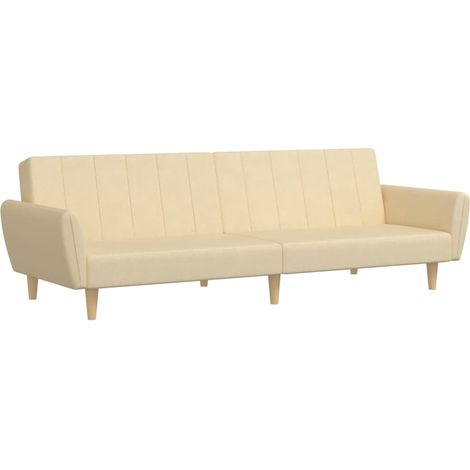 vidaXL 2-sitziges Schlafsofa Creme Stoff