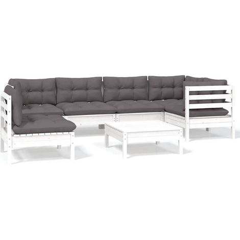 Maison Exclusive - Muebles de jardín 7 pzas con cojines blanco ma (1/5)