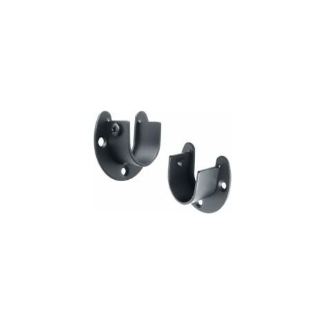 Soportes para barra de cortina en forma de U de 4 piezas, remates para barra de cortina o remates para barra de armario, acero inoxidable negro mate - Crezuo (1/4)