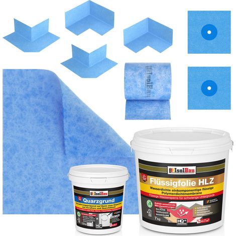 Dichtset Flüssigfolie HLZ 7 kg Quarzgrund Dichtband Dichtbahn Balkon Dusche Bad (1/5)
