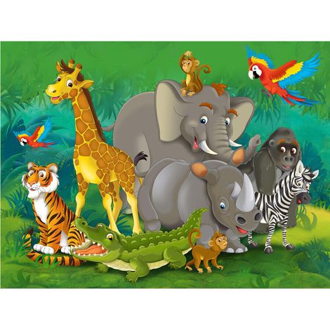 Jungle animals , photo murale intissée, 360x270 cm, 4 parts (1/5)