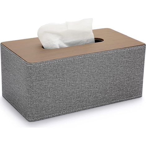 Boîte à mouchoirs en cuir grain de bois